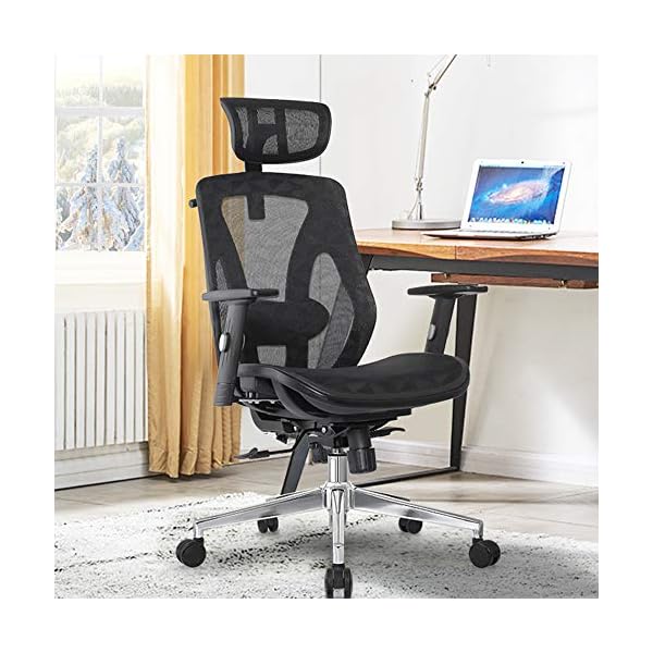Cedric Ergonomic Office Chair with Lumbar Support，Breathable Mesh Desk Chair with Adjustable Headrest，3D Armrests， Tilt Function-EN1335 certification，CD-8015 - Image 6