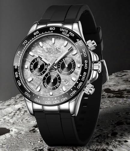 Image of SOLLEN Men's Multifunctional Sport Watch, Analog Quartz Wristwatch with Chronograph & Calendar, Waterproof Stainless Steel Luminous Watch for Running, Hiking, Daily Use - Gifts for Men