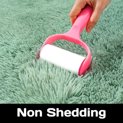 Sage Green 6FT Round Fluffy Area Rug - Super Soft Microfiber Shaggy Carpet for Kids Room, Nursery, Bedroom