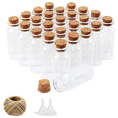 Cosyres 25pack 20ml Mini Clear Glass Jar Bottles with Cork Stoppers for DIY Arts Crafts Decoration, Weddings Favors, Wish Jewelry Party Favors Cover