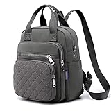 SULCET Small Backpack for Women Casual Quilted Square Bag Waterproof Multi Pockets Daypack Lightweight Top Handle Satchel