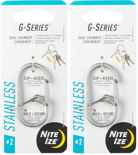 Image of Nite Ize GS2-11-R6 G-Series Dual Chamber Carabiner, Size #2 2-Pack, Stainless Steel