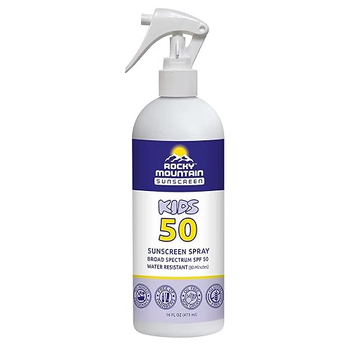 KIDS Rocky Mountain Sunscreen - Spray líquido SPF 50 Protección UVAUVB de amplio espectro Cumple con la Ley Hawaii 104 Reef Act (sin oxibenzona y