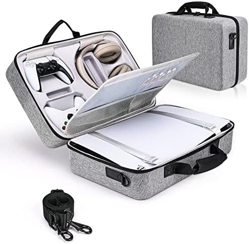 Keten PS-5 Case with Hard Shell, Play-Station 5 Travel Case, Protective Travel Bag Holds Console, Controllers, Base and Accessories, Shockproof, Waterproof and Scratchproof