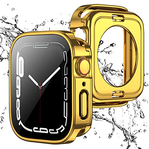 �y2 in 1 �S�ʕی�zApple Watch �p �h���P�[�X 41mm �A�b�v���E�H�b�` �J�o�[ ���p�G�b�W�f�U�C�� �ی� �A�b�v���E�H�b�` Series 9/8/7 �J�o�[ �K���X�t�B���� ��̌^ ��d�\�� PC�ۑf�� ��̌^�J�o�[�w�ʃJ�o�[ ����