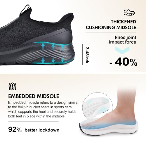 Image of JACKSHIBO Men's Wide Toe Box Slip in Free up Hands Orthopedic Walking Shoes | Slip On Arch Support Casual Sneakers, Zero Drop Cushion Sole, Metatarsal Pads