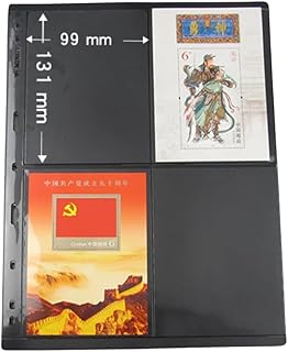 10 Pcs Standard 9-Hole Album Pages (Black, 4 Square Pockets)