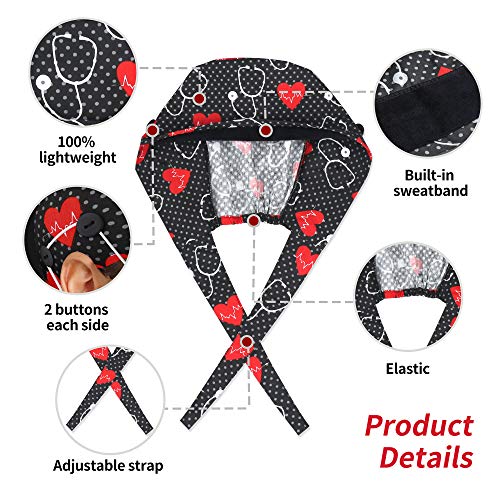 Image of ABAMERICA Working Caps with Button and Sweatband, Adjustable Working Hats for Women Men, One Size(Tie Back or Toggle)