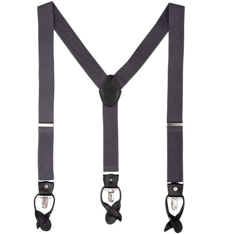 Image of The Tie Hub Button Suspenders for Men | Gentry Button-On Y-Back Elastic Braces | Adjustable 1.25 Inch | Formal Wedding