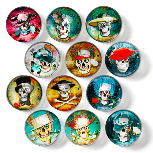 12 imanes decorativos de calavera para refrigerador de vidrio 30mm miniatura 1