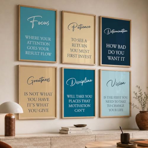 Image of kotart Quote wall Paintings with Frame for Home Decoration - Painting Living Room Bedroom Office hanging frames Set of 6 Multicolo (19X25 Inch, E)