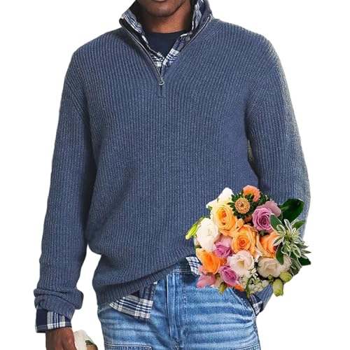 Men's Cashmere Business Casual Zipper Sweater, Mens Quarter Zip Sweater Mock Neck Polo Sweaters 1/4 Zip Pullover
