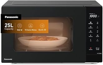25L Compact Solo Microwave Oven NN-ST34NB,900W Push open, Auto-defrost, Child safety lock, Touch Operation, Quick 30 function, Black, 1 Yr Warranty