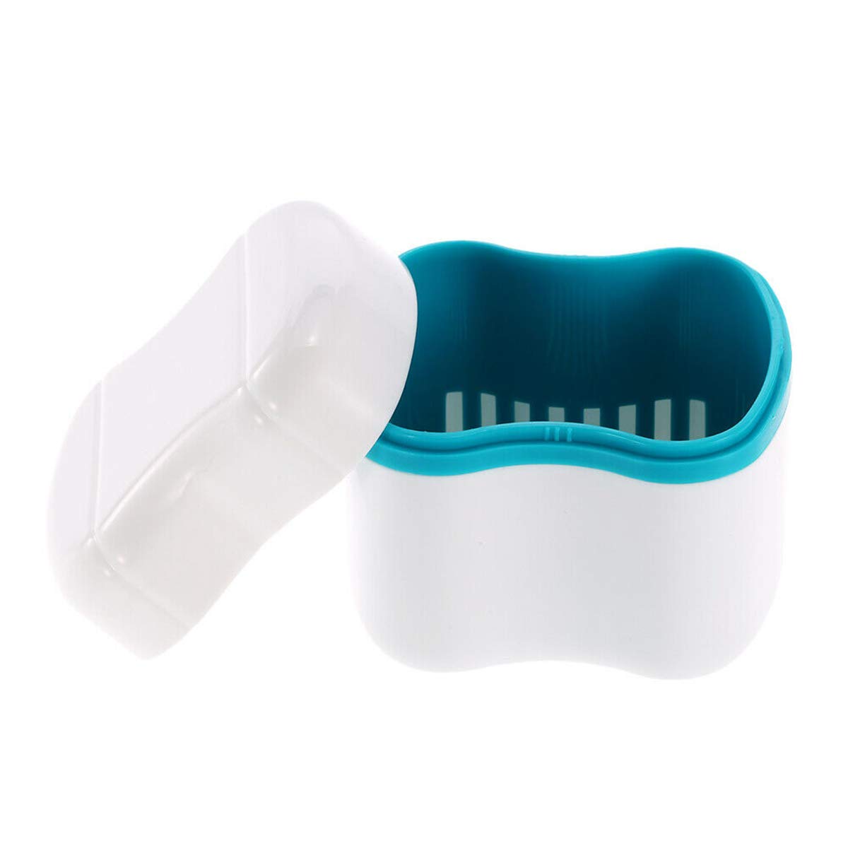 DINGCHEN 1Pcs Denture Bath Case with Denture Cleaner Brush, Denture Cup, Denture Box Bath, Denture Brush Retainer for Travel Retainer Cleaning, Random Color