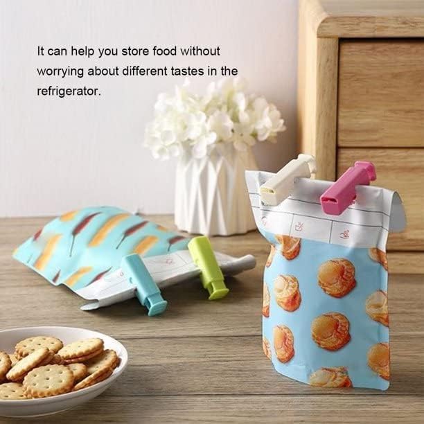 Image of Food Sealing Bag Clip Set - 5 Piece Plastic Chip Bag Clips for Bread, Snacks, Sandwich & Cereal Bags - Reusable Airtight Kitchen Storage Sealing Clips - Strong Cinch Grip (Multicolor)