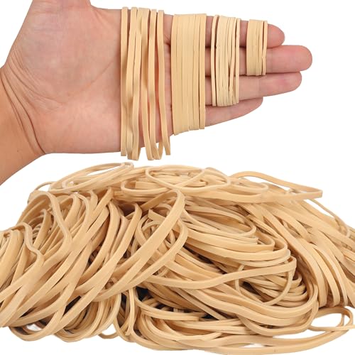 Rubber Bands Beige 190g/about 340pcs Assorted Sizes 40mm 60mm 80mm 120mm