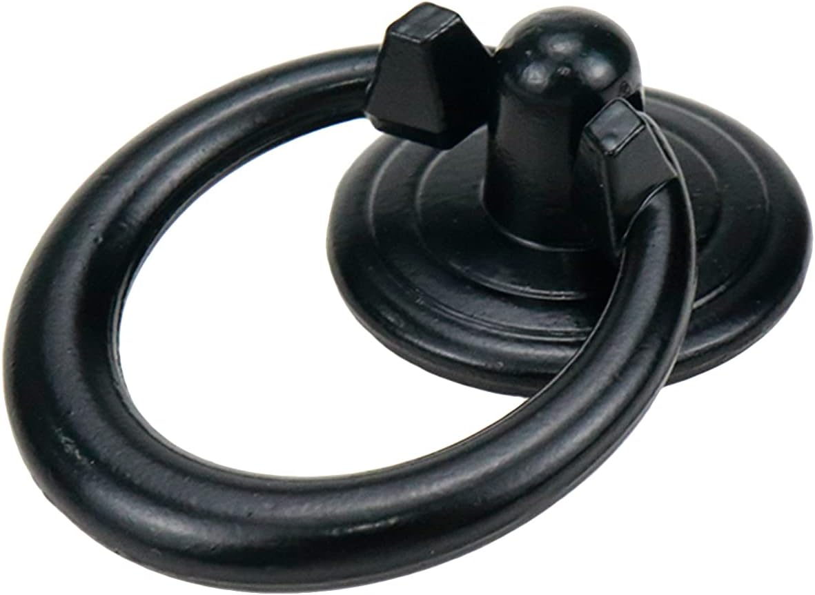 Antique Black Pulls Ring 4Pcs, 1.18 Inch Drawer Handles, Drop Ring Pulls Vintage Solid Brass Kitchen Cabinet Hardware for Dresser Drawers Wardrobe Cupboard Furniture