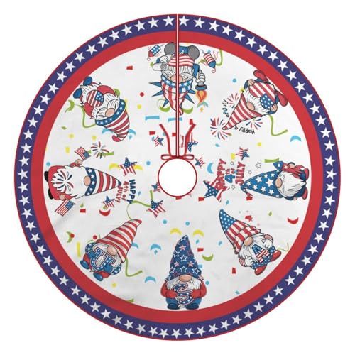 48 Inch Patriotic Tree Skirt Christmas Tree Decoration Holiday Family Gathering Decor Perfect for 4th of July Tree Skirt Festive Holiday Home Decor Christmas Celebration (Dwarf)
