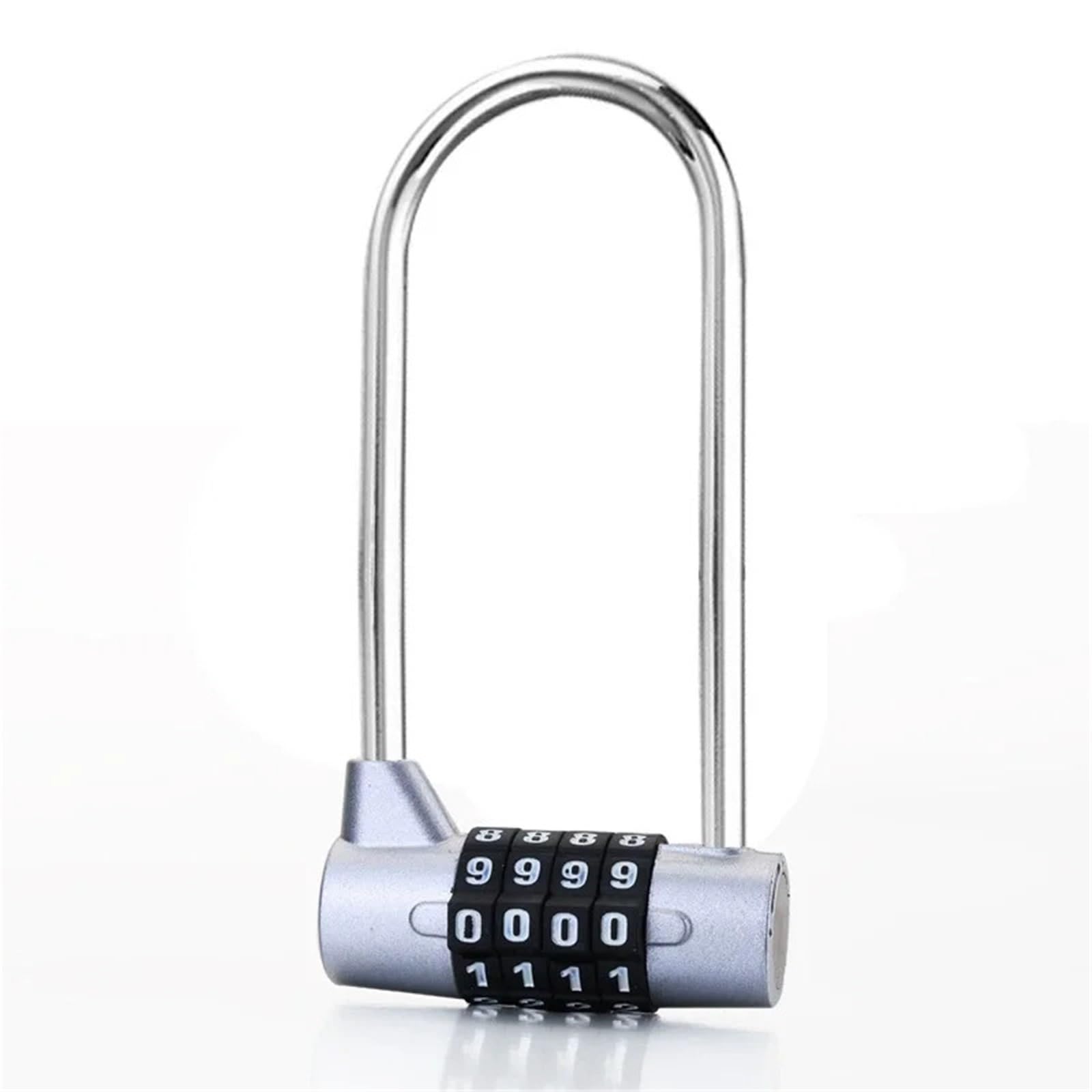Sxolcoufoh Silver 4 Digit Combination Lock Lengthened Shackle Password Padlock 1Pcs(Silver)