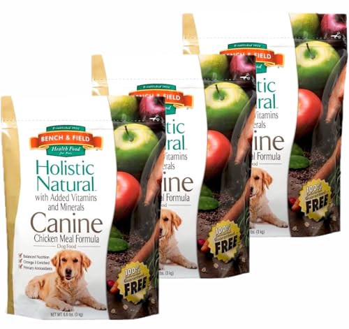 Bench & Field Holistic Natural Adult Dry Dog Food, Chicken Meal and Brown Rice Recipe 6.6 lb Bags (Pack of 3)
