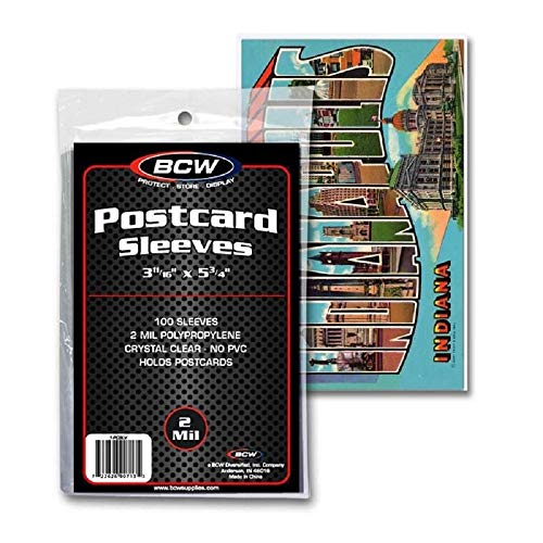BCW Postcard Sleeves | 100 Clear Sleeves | Acid-Free Polypropylene | Protect Standard Size Postcards, Photos, and Trading Cards