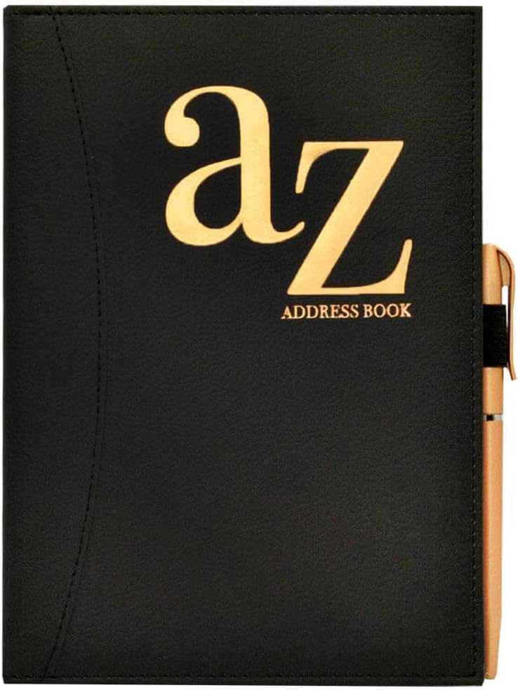 A to Z Telephone A5 Address Book AZ Index Hard Back Cover with Pen