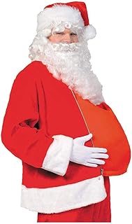 Santa Red Pre-Padded Fabric Belly - One Size Fits Most, 1 Piece - Ideal for Christmas Party Outfits