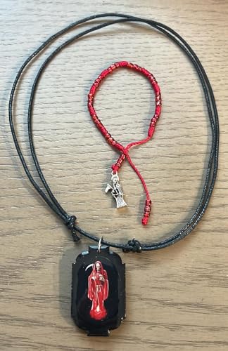 Santa Muerte scapular and matching bracelet.2