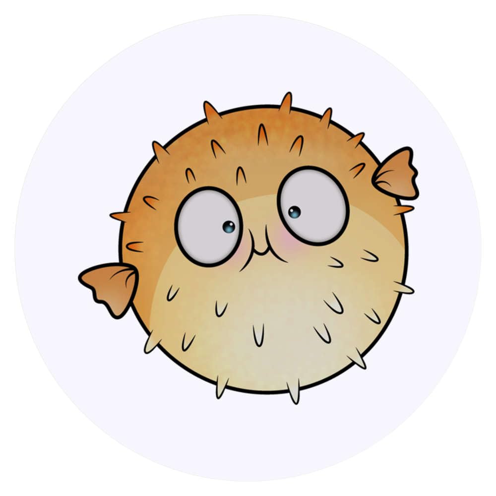 24 x 40mm Round 'Pufferfish' Stickers (SK00041286)