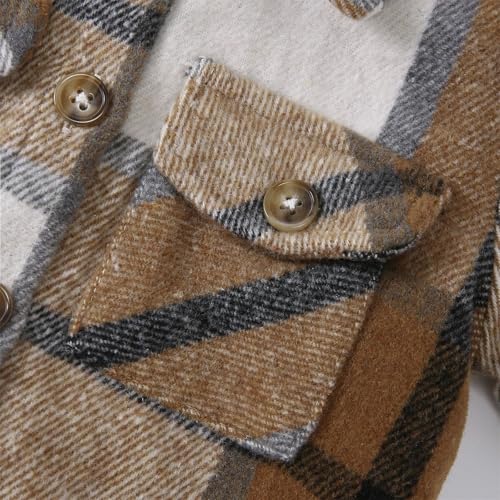 Toddler Shacket Plaid Flannel Jacket Baby Boys Girls Long Sleeve Button Coat with Pocket Fall Winter Vintage Trendy Clothes3