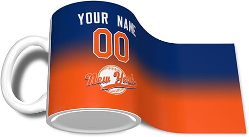 Miniatura 4 de Taza de café personalizada, taza de cerámica de béisbol personalizada, añade cualquier número de nombre con asa, regalo de color del equipo para