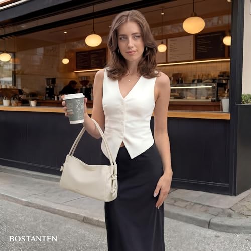 Image of BOSTANTEN Shoulder Bag for Women Pebbled Vegan Leather Purse Soft Handbag