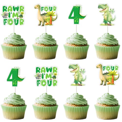 Décoration anniversaire 4 ans dinosaure avec impression double face durable