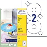 AVERY Zweckform L6043-100 selbstklebende CD-Etiketten (200 blickdichte CD-Aufkleber, Ø 117mm auf A4, ClassicSize, Papier matt, bedruckbare Klebeetiketten für alle A4-Drucker) 100 Blatt, weiß