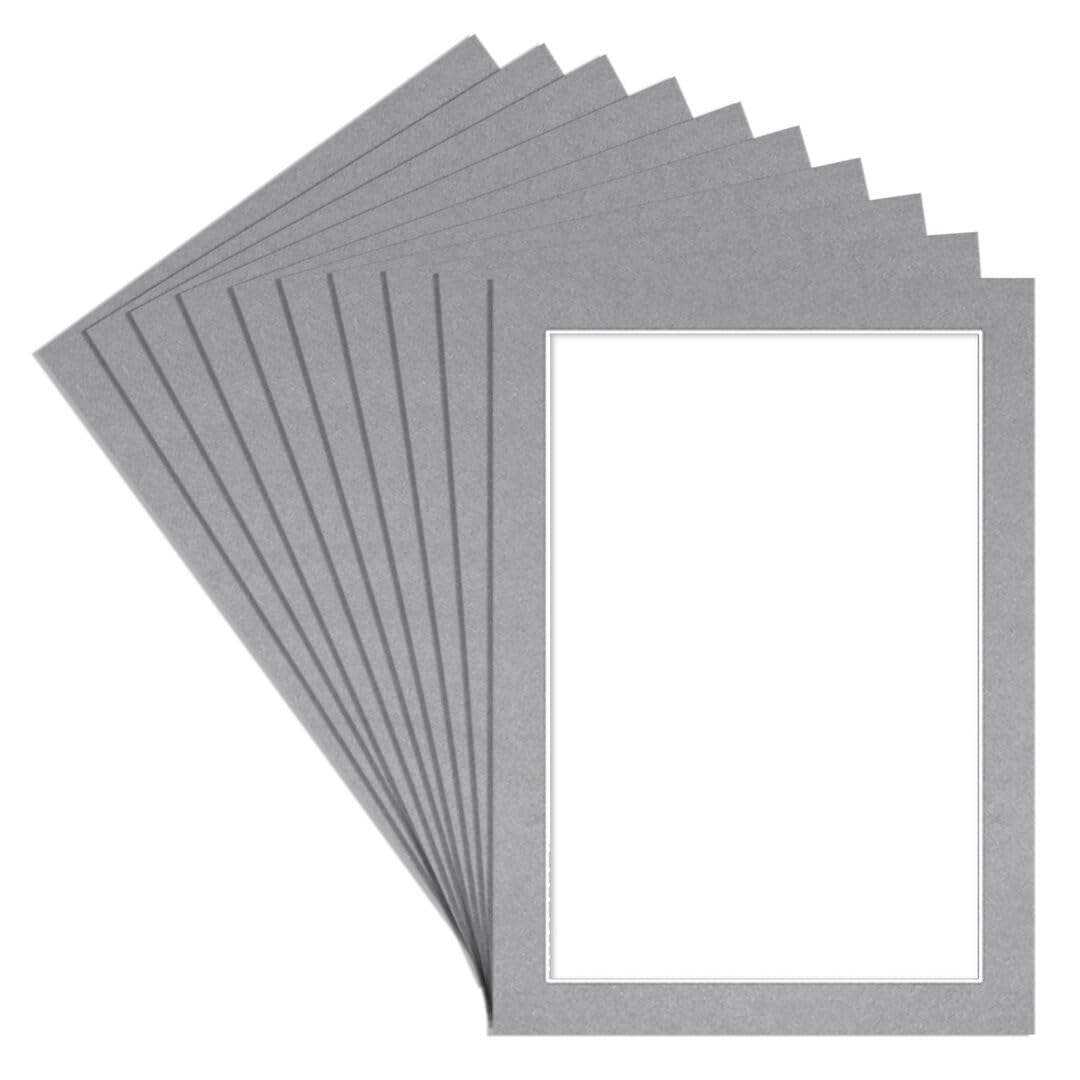 Alison Kingsgate 7X5 Silver Picture Mount for Frames-6X4 Aperture-Pack 10 — image 1