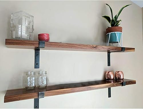 Miniatura 7 de Soporte para estante de hierro forjado, soporte para estante flotante, soporte de pared para estantería, soporte para estante de almacenamiento de