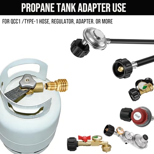 Image of 2 Pack POL to QCC1 /Type-1 Propane Tank Adapter Fitting, Old to New, Propane Tank Adapter Converts POL LP Tank Service Valve to QCC1 /Type1 Hose or Regulator, for 120 gallon 100 lb Big Tank, 100% Brass