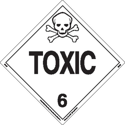 Labelmaster ZMG27 Toxic Hazmat Placard, Worded, (Pack of 25
