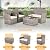FHFO 4 Piece Outdoor Patio Furniture Set, Wicker Conversation Set, Rattan Table and Chairs and Loveseat with Cushions for Outside Balcony Porch Backyard (Gray-Beige)