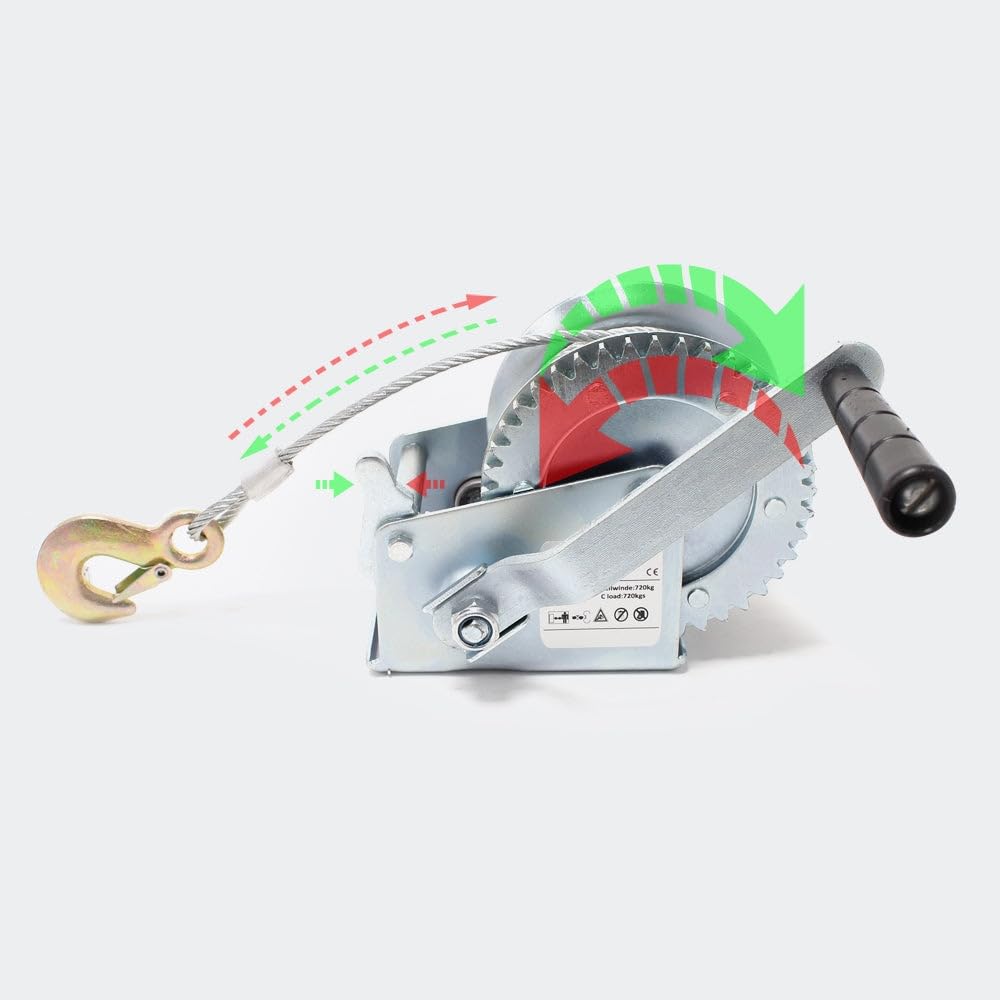 Argano manuale di alaggio 550 kg, 10 m, 2 direzioni, 4.1: 1 attrezzi garage officina fai da te 3416042