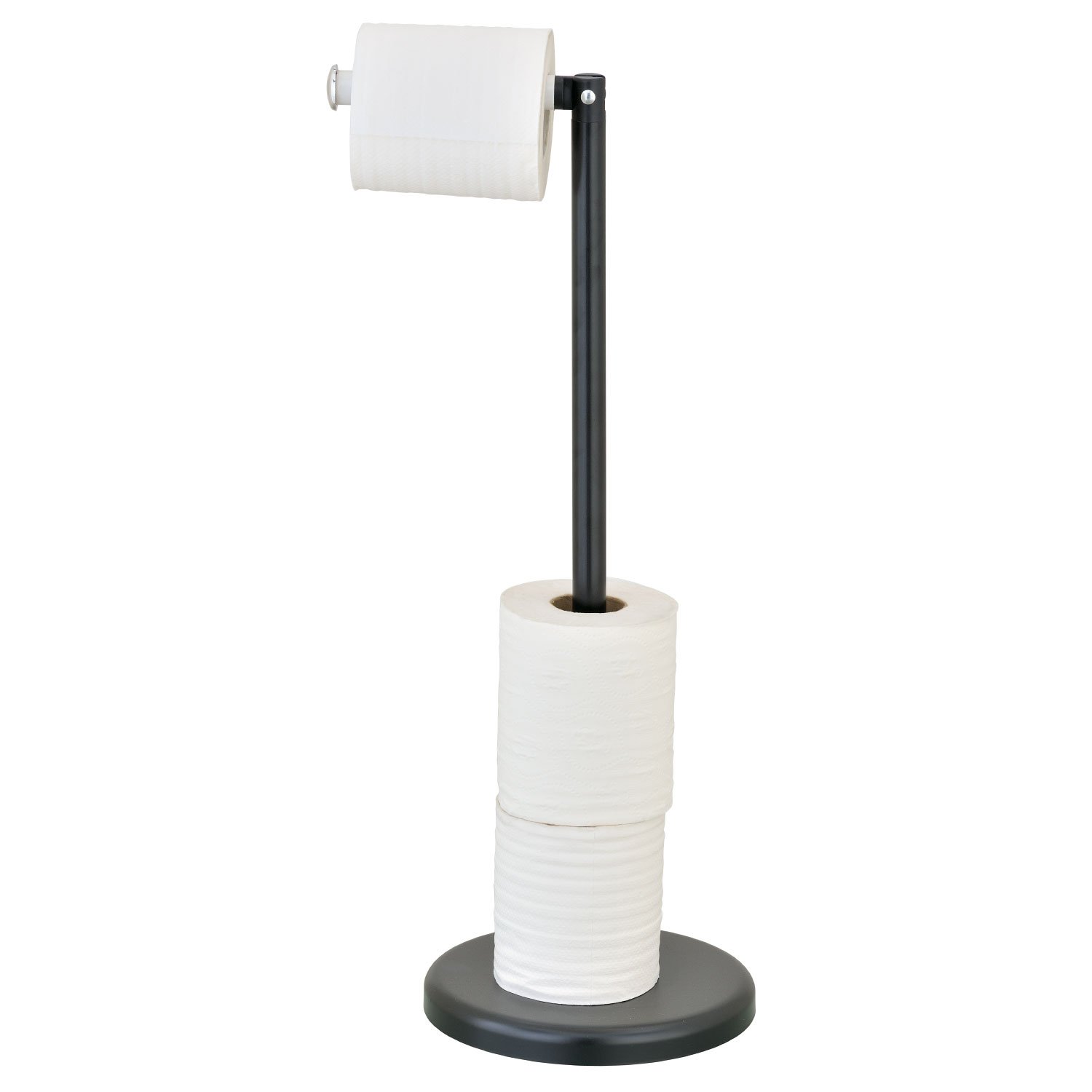 Taylor & Brown Free Standing Black Toilet Roll Holder Stand- Stylish Chrome Finish, Practical Design for Toilet Roll Holder Free Standing
