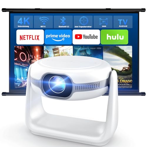 Proiettore 4K Supporta,600 ansi proiettore a batteria WiFi 6 Bluetooth 5.2,K1 Proiettore Video per Casa e Ufficio 1080P Nativo Full HD, Videoproiettore 4k Home Cinema per Smartphone/TV Stick/PS5