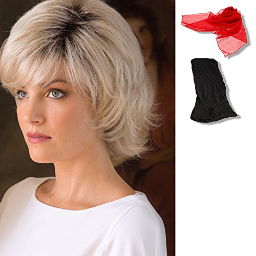 Bundle - 3 items: Lexy by Noriko, Chiffon Scarf, Black Wig Cap Liner, Color Chosen: Marble Brown