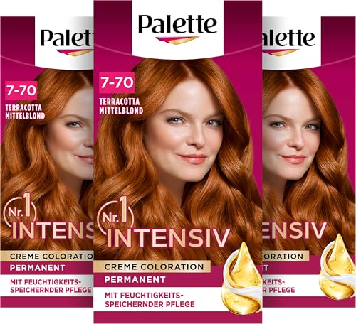 Palette Intensiv Creme Coloration 7-70 Terracotta Medium Blonde (115 ml) permanente Haarfarbe für leuchtende langanhaltende Farbbrillanz & 100 % Grauabdeckung