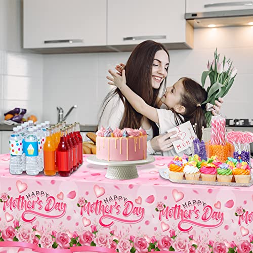 Happy-Mothers-Day-Decorations-Tablecloth-4-Pack-Large-Rectangle-Pink-Rose-Mothers-Day-Table-Covers-for-Mothers-Day-Outdoor-Party-Disposable-Waterproof-Plastic-Tablecloth Happy Mothers Day Decorations Tablecloth 4 Pack Large Rectangle Pink Rose Mothers Day Table Covers for Mothers Day Outdoor Party Disposable Waterproof Plastic Tablecloth