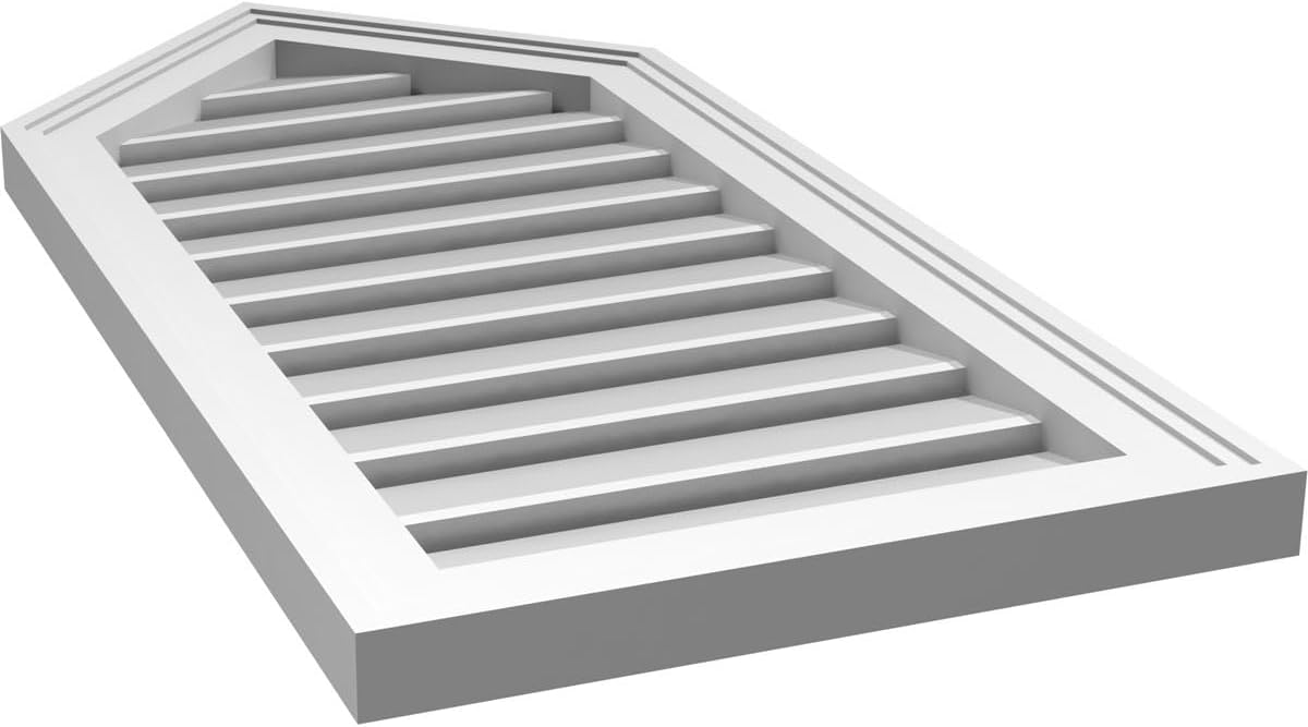 GVSPE16X3402SF-12 Peaked Top Brickmould Frame, Primed Tan Signature Series Surface Mount Gable Vents, 16-in. W x 34-in. H, Unfinished