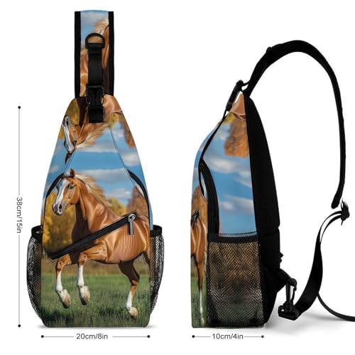 Running Brown Horse Crossbody Sling Backpack Casual Chest Bag Fanny Pack for Women Men Travel Hiking2