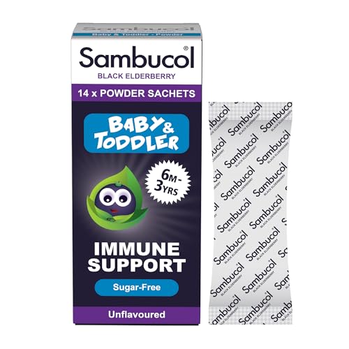 Sambucol Baby and Toddler Powder Sachets | with natural Black Elderberry | Vitamin C | Vitamin D | 14 sachets