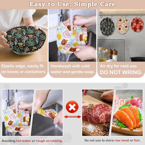 5Pcs Reusable Beeswax Elastic Bowl Covers for Bread Proofing and Food Cover - image 6