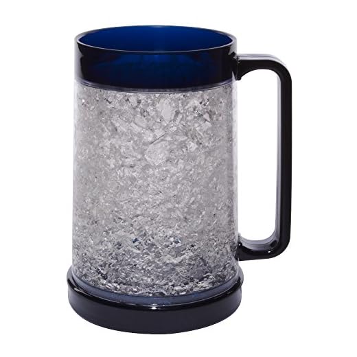 Liquid Logic Double Wall Gel Freezer Mug with Color Infused Handle, 16 oz, Navy